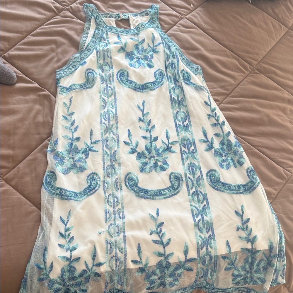 Altar'd State Blue and White Lace Dress